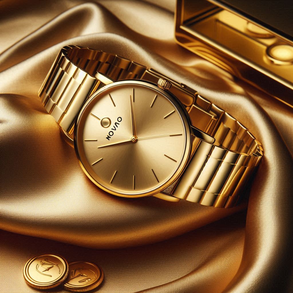  "Movado Bold Gold-Tone Watch featuring a bold modern design with a sleek gold finish."