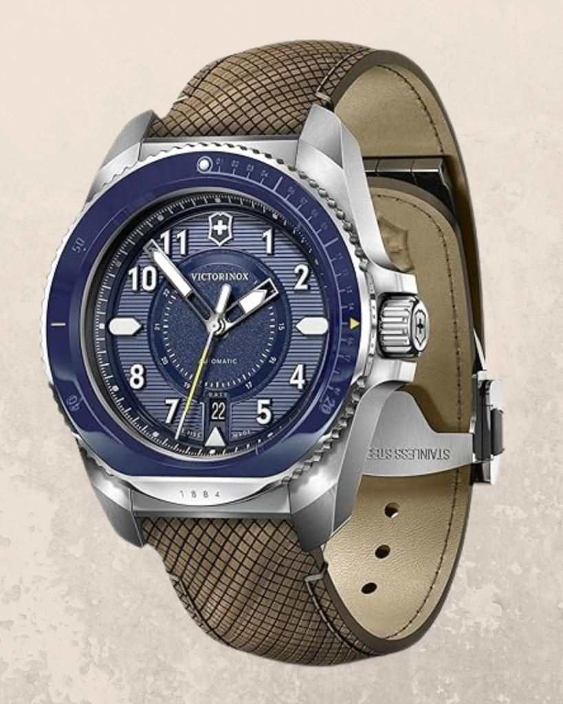 "Victorinox Maverick Automatic Watch featuring a stainless steel band and sporty design"