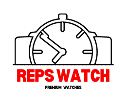 "Reps Watch logo in black and white with red text, featuring a stylized watch design and the slogan 'Reps Watch Premium Watches'."