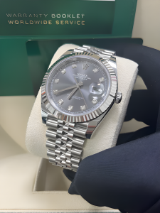 Read more about the article Comparing the Rolex Datejust II 41mm Steel Blue Dial vs. Datejust 41 Steel and White Gold Rhodium Diamond Dial Jubilee